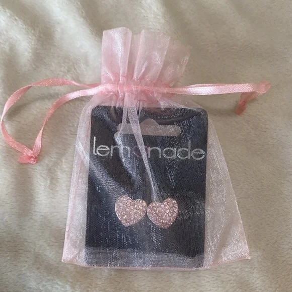 Pink heart rhinestone | Earrings - Picture 4 of 5